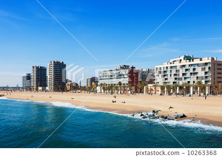 Sand beach Badalona in winter Sand beach Badalona in winter 10263368