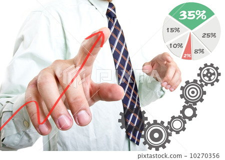 Businessman touching button Businessman touching button 10270356