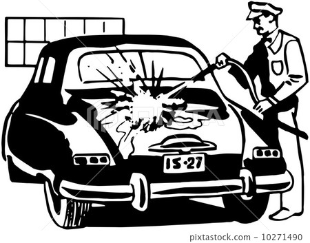 Serviceman Washing Car 10271490
