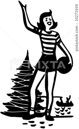 Girl With Ball Waving 10271939