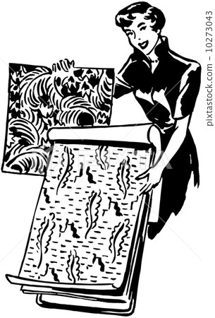 Lady With Fabric Swatches Lady With Fabric Swatches 10273043