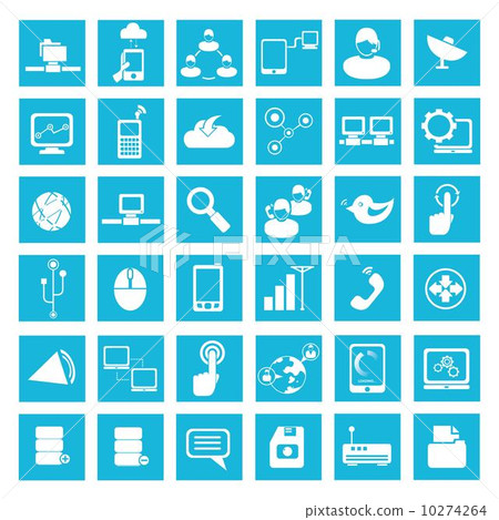 network and communication icon, blue button set 10274264