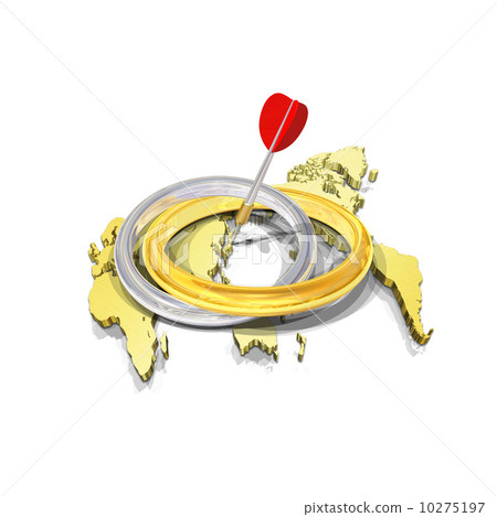 The gold and silver ring on the world map - Stock Illustration ...