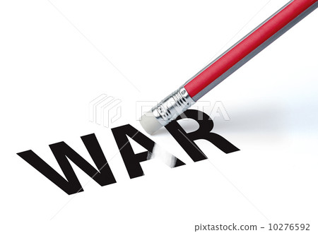 Pencil erasing the word 'WAR' 10276592