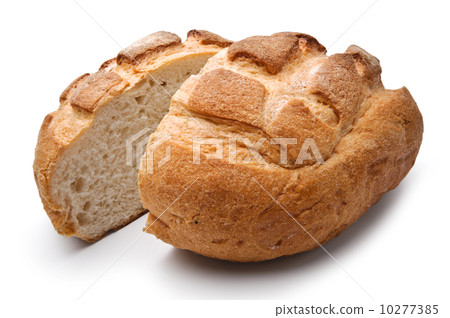 Traditional homemade round bread isolated on a white background 10277385
