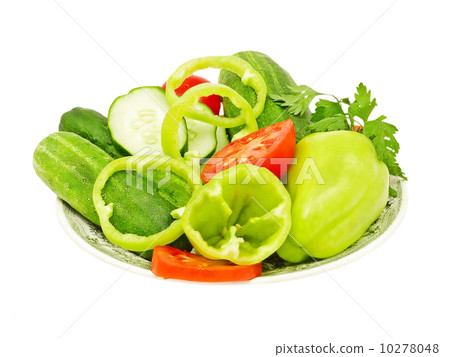 Plate with fresh vegetables. Plate with fresh vegetables. 10278048