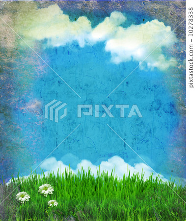 Vintage sky with sun and clouds.Nature background for design on 10278338