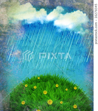 Raining nature landscape.Vintage sky with sun and clouds 10278345