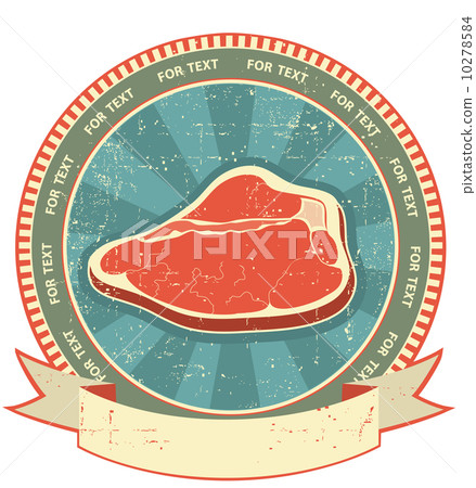 Stock Illustration: Meat label set on old paper texture.Vintage background