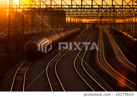 railroad station at sunset 10279693