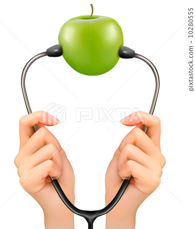 Stethoscope and a green apple. Medical background. Vector Stethoscope and a green apple. Medical background. Vector 10280555