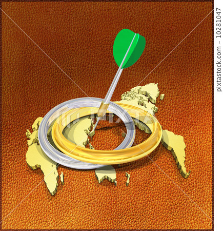 The gold and silver ring on the world map - Stock Illustration ...