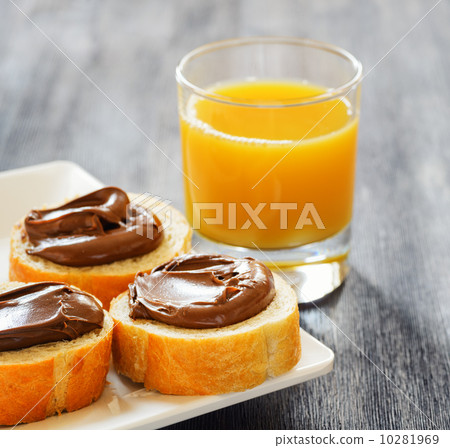 Toasts with chocolate spread Toasts with chocolate spread 10281969