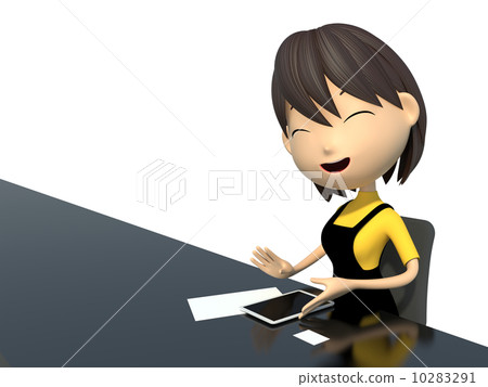 A woman in an apron using a tablet terminal - Stock Illustration ...