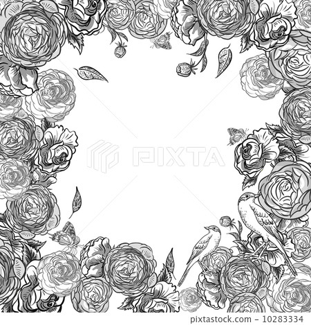 Monochrome  Invitation Card Design with Flowers 10283334