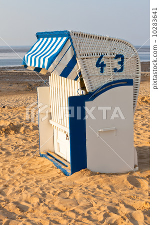 Beach wicker chair strandkorb in Northern Germany Beach wicker chair strandkorb in Northern Germany 10283641