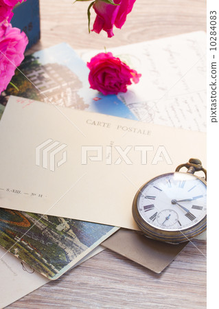 old mail  and antique clock 10284083