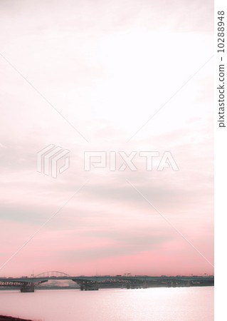 Tokyo Gate Bridge thin pink wide-angle vertical composition with capital high Tokyo Gate Bridge thin pink wide-angle vertical composition with capital high 10288948