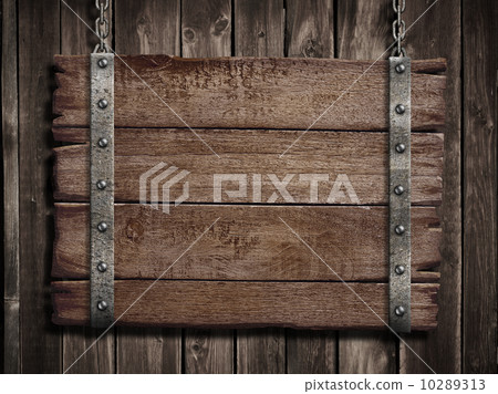 Medieval wood sign board over old wooden plaque 10289313