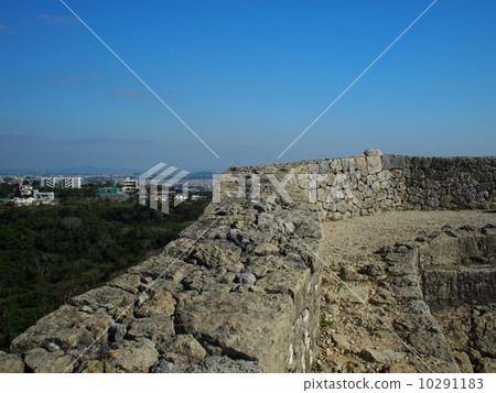 Nakagusuku castle ruins wall and view 10291183