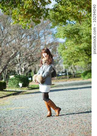 A woman and a park A woman and a park 10294040