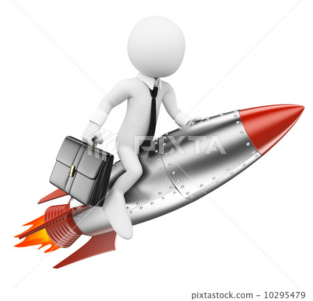 3D white people. Businessman on a rocket 3D white people. Businessman on a rocket 10295479