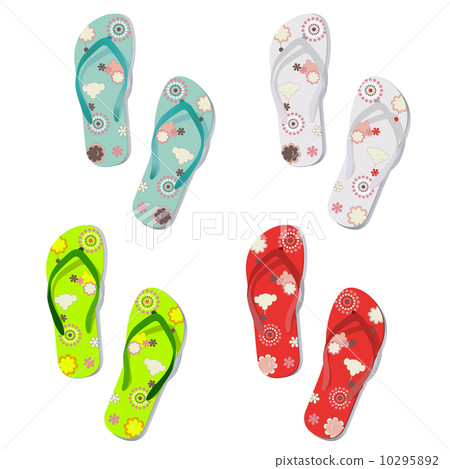 Vector set of colorful fun flip flops illustration  10295892