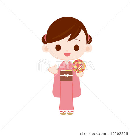 Girls wearing kimonos with ties 10302206