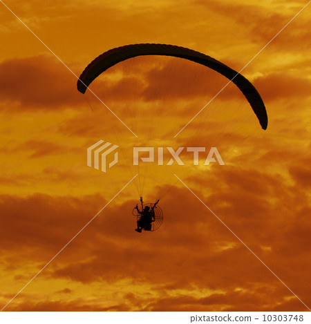 Silhouette of paragliding on beautiful sky background 10303748