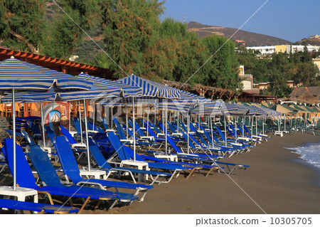 greece beach with parasols 10305705