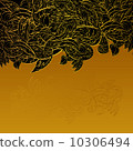 Vintage invitation card on gold background with leaves ornament. 10306494