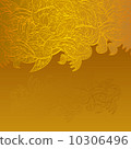 Vintage invitation card on gold background with leaves ornament. 10306496