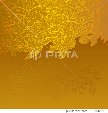 Vintage invitation card on gold background with leaves ornament. Vintage invitation card on gold background with leaves ornament. 10306496