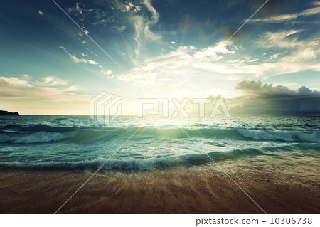 sunset on Seychelles beach 10306738