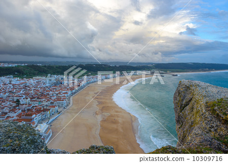 Panoramic view of Nazare beach, Portugal Panoramic view of Nazare beach, Portugal 10309716