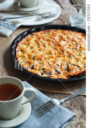 Pie with Apples from Eggs  on Wooden Table 10313363