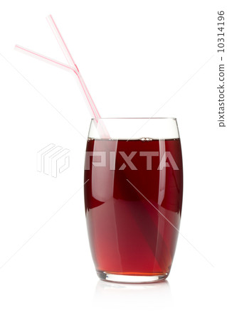 Pomegranate juice in a glass with two drinking straws Pomegranate juice in a glass with two drinking straws 10314196
