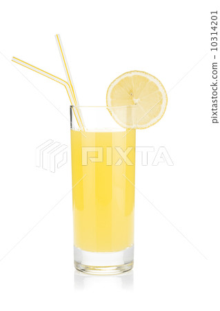Lemon juice glass with two drinking straw Lemon juice glass with two drinking straw 10314201