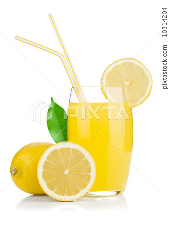 Lemon juice glass and fresh lemons Lemon juice glass and fresh lemons 10314204