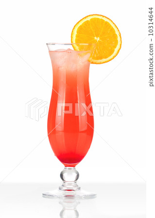 Red cocktail with ice and orange 10314644