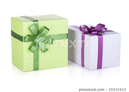 Two colorful gift boxes with ribbon and bow 10315413