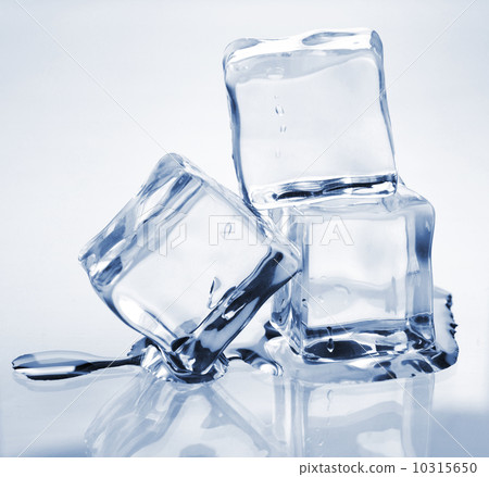 three melting ice cubes