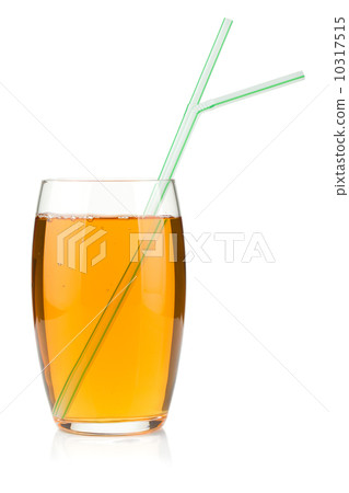 Apple juice in a glass with drinking straws 10317515