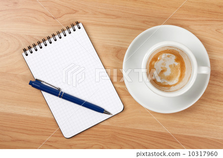 Blank notepad with pen and empty coffee cup Blank notepad with pen and empty coffee cup 10317960