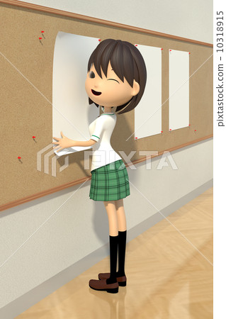 Female student who posts information on bulletin board Female student who posts information on bulletin board 10318915