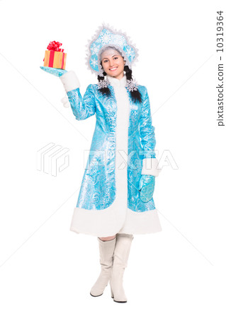 Young brunette in a suit of snow maiden 10319364