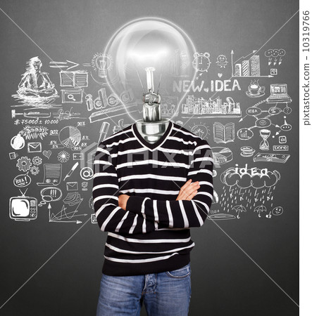 Lamp Head Man In Striped Pullover 10319766