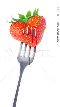 Heart-shaped strawberry on a fork 10321413