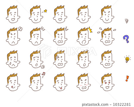 20 different facial expressions of young men 20 different facial expressions of young men 10322281