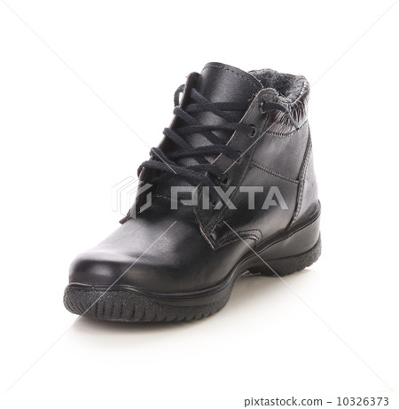 Black winter leather boot. Black winter leather boot. 10326373
